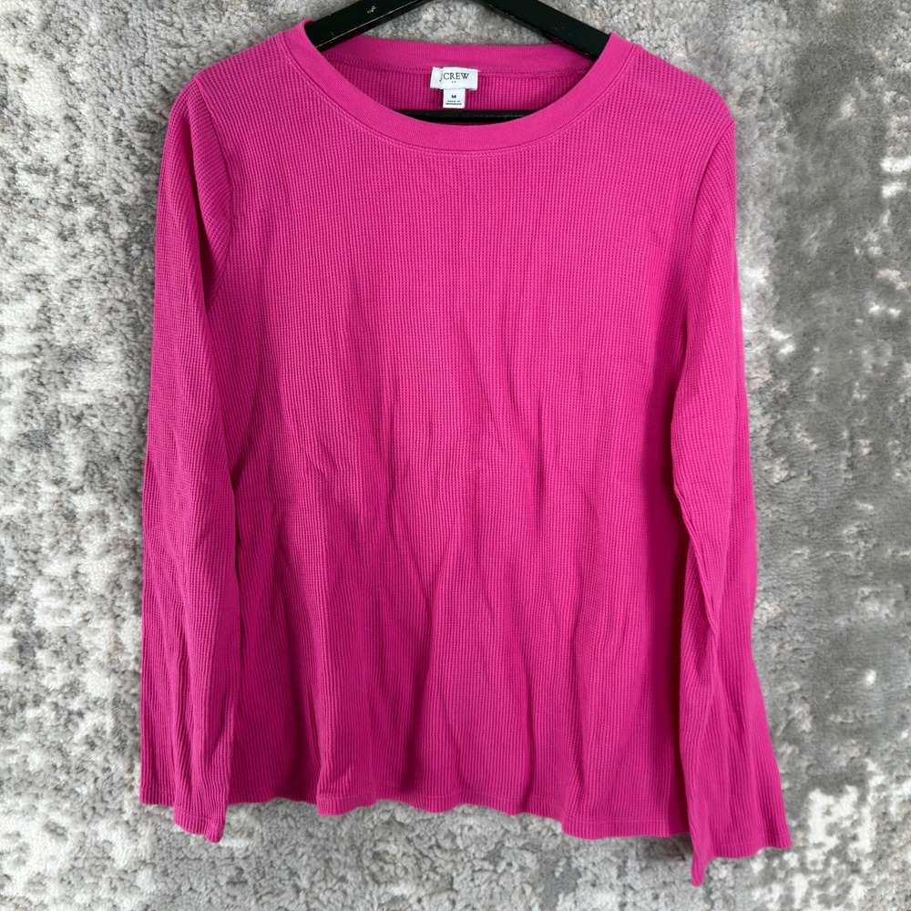 J.Crew Size M Waffle Knit Thermal Long Sleeve Shirt Pink Long Sleeve Women